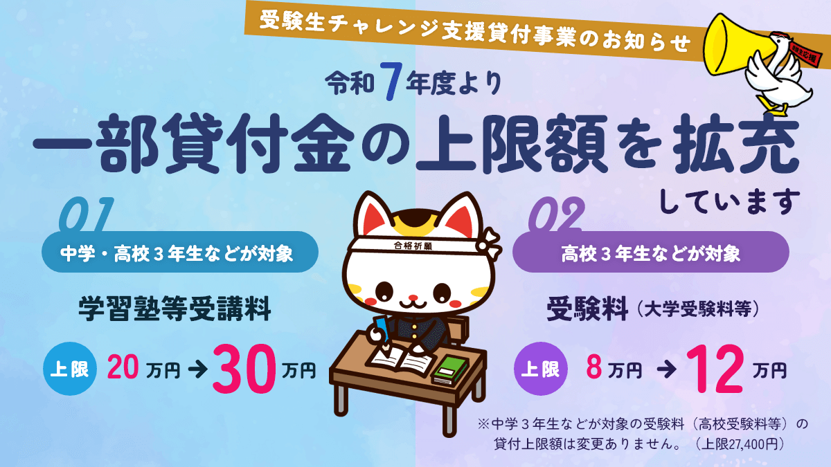 令和7年度より貸付額上限の引上げを実施しています